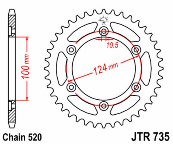 JT Sprock's Steel Standard Rear Sprock 735 - 520 JTR735.45