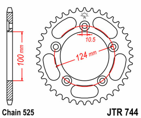 JT Sprock's Steel Standard Achter Sprock 744 - 525 JTR744.39