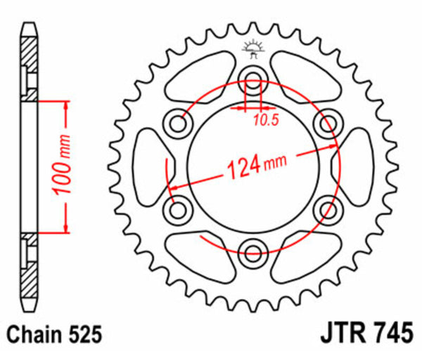 JT Sprock's Steel Standard Rear Sprock 745 - 525 JTR745.42