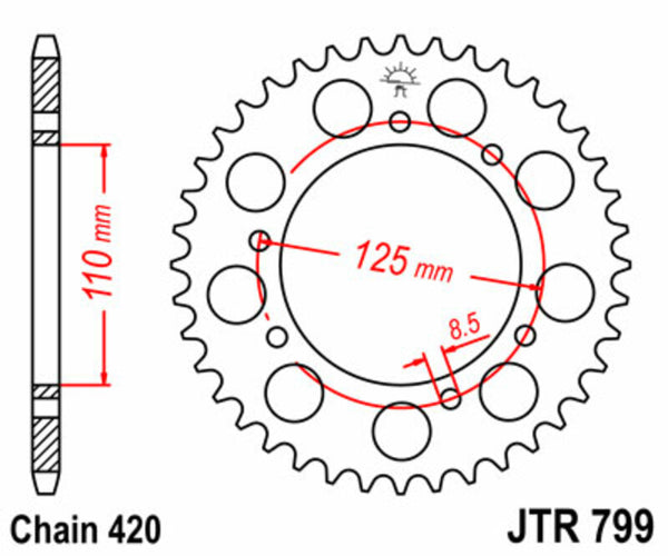 JT Sprock's Steel Standard Achter Sprock 799 - 420 JTR799.50