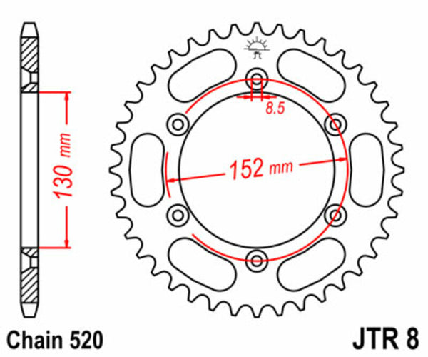 Sprock arrière standard en acier de JT Sprock 8 - 520 JTR8.48