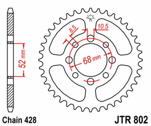 JT Sprock's Steel Standard Achter Sprock 802 - 428 JTR802.34