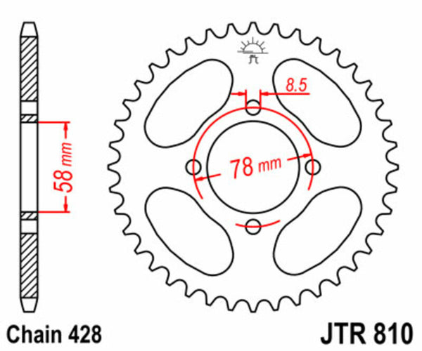 Sprock arrière standard en acier de JT Sprock 810 - 428 JTR810.41