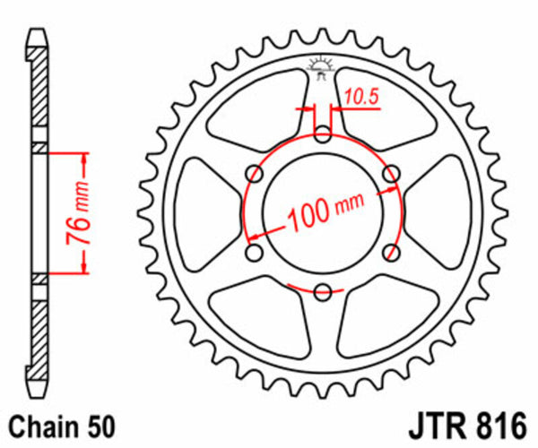 JT Sprock's Steel Standard Rear Sprock 816 - 530 JTR816.52