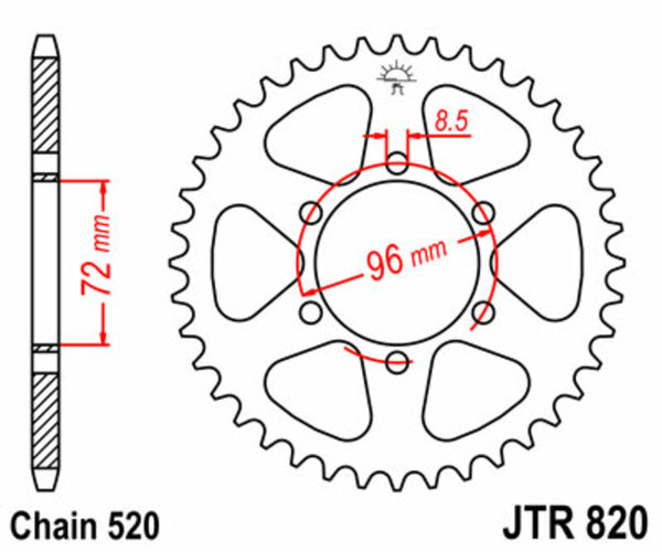 JT Sprock's Steel Standard Rear Sprock 820 - 520 JTR820.42