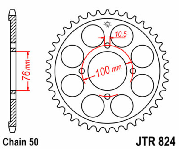 JT Sprock's Steel Standard Achter Sprock 824 - 530 JTR824.40