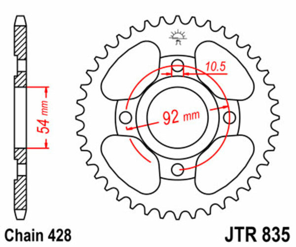 JT Sprock's Steel Standard Rear Sprock 835 - 428 JTR835.45