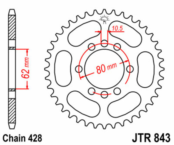 JT Sprock's Steel Standard Rear Sprock 843 - 428 JTR843.49