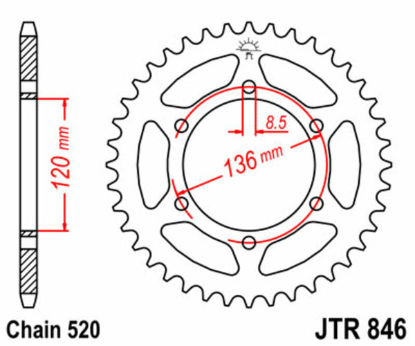 JT Sprock's Steel Standard Rear Sprock 846 - 520 JTR846.41