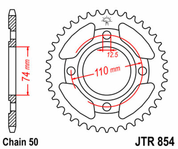 JT Sprock's Steel Standard Achter Sprock 854 - 530 JTR854.43