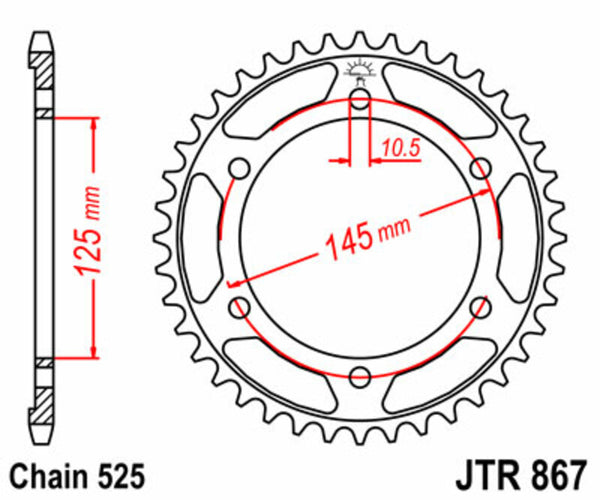JT Sprock's Steel Standard Rear Sprock 867 - 525 JTR867.44