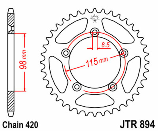 Sprock arrière standard en acier de JT Sprock 894 - 420 JTR894.50
