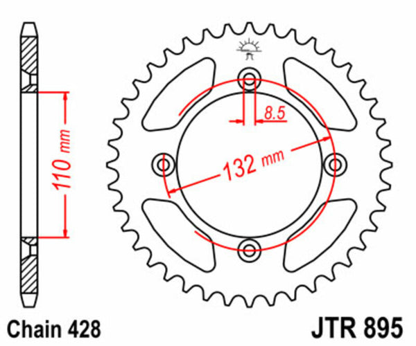 JT Sprock's Steel Standard Achter Sprock 895 - 428 JTR895.49