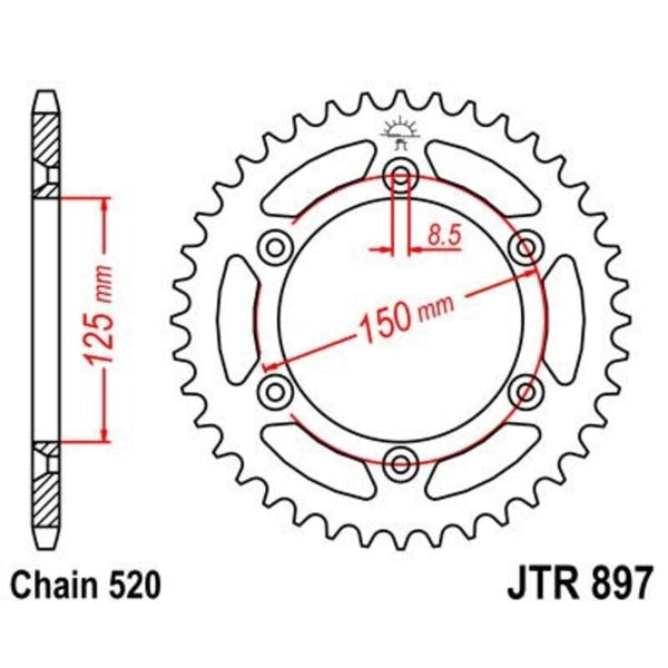 JT Sprock's Zinc Standard Rear Sprock 897 - 520 JTR897.40ZBK
