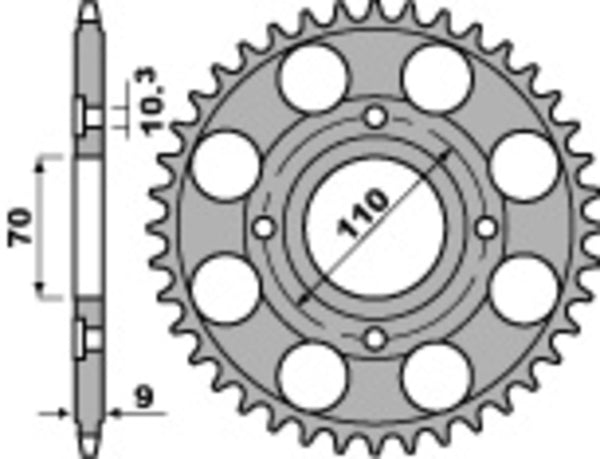 PBR Standard C45 Steel Achter Sprock 247 - 520 247 35 C45