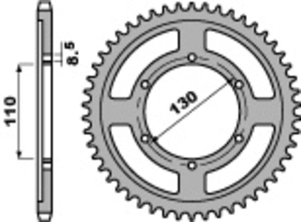 PBR Standard C45 Steel rear Spoket 4372 - 428 4372 46 C45