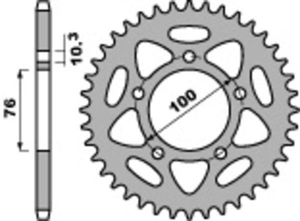 PBR Ultra -Light aluminium achterste spropet 4456 - 525 4456 44 L