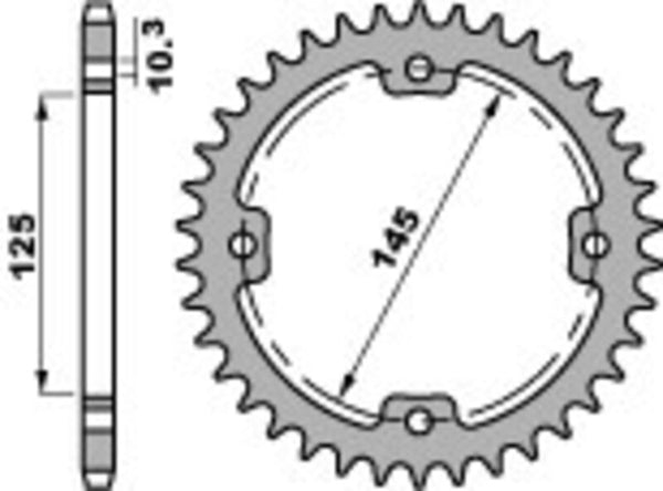 PBR Standard C45 Steel arrière Spoket 4588 - 520 4588 37 C45