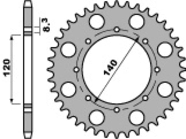 PBR Standard C45 Steel Achter Sprock 491 - 520 491 44 C45