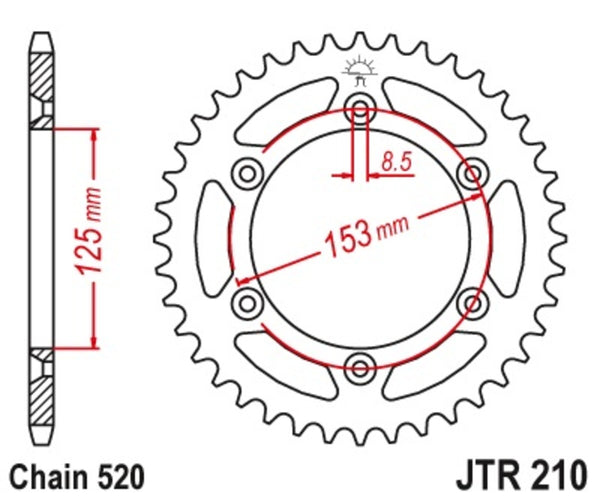 JT Sprock's Steel Standard Achter Sprock 210 - 520 JTR210.49SC