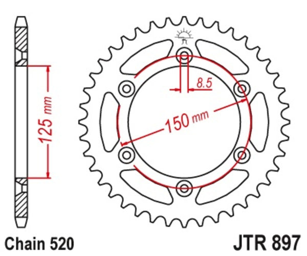 Sprock arrière standard en acier de JT Sprock 897 - 520 JTR897.51SC