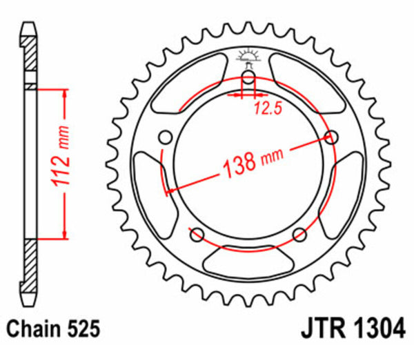 JT Sprock's Steel Standard arrière Sprock 1304 - 525 JTR1304.47