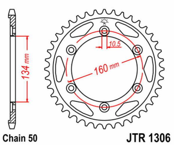 JT Sprock's Steel Standard arrière Sprock 1306 - 530 JTR1306.40