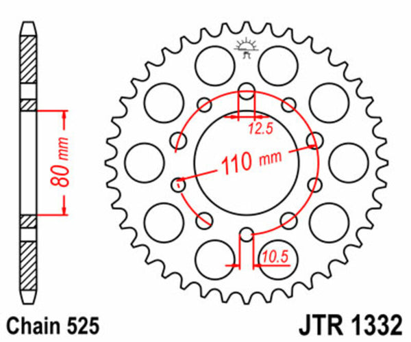 JT Sprock's Steel Standard Rear Sprock 1332 - 525 JTR1332.43