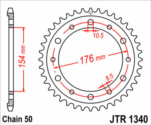JT Sprock's Steel Standard Achter Sprock 1340 - 530 JTR1340.44