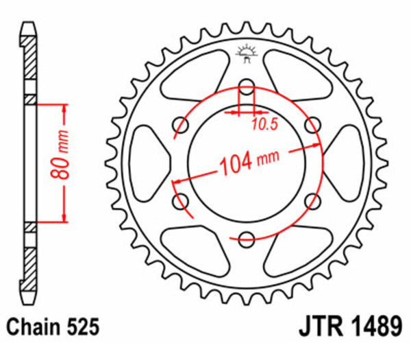 JT Sprock's Steel Standard Achter Sprock 1489 - 525 JTR1489.42