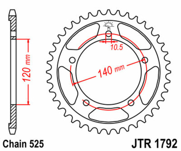 JT Sprock's Steel Standard Rear Sprock 1792 - 525 JTR1792.45