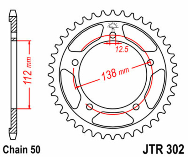 JT Sprock's Steel Standard arrière Sprock 302 - 530 JTR302.43