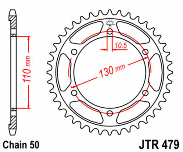 JT Sprock's Steel Standard Achter Sprock 479 - 530 JTR479.48