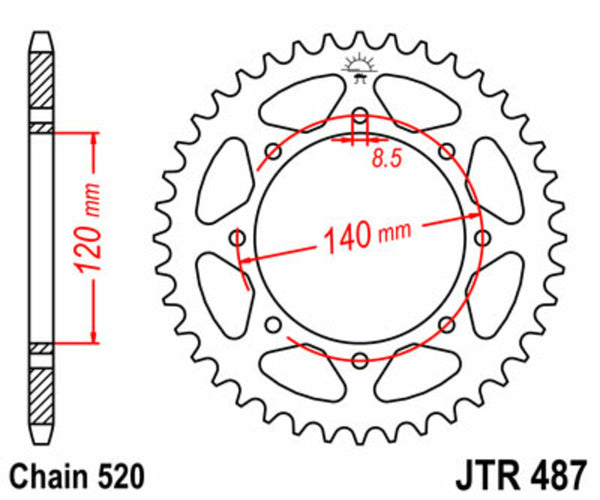 Sprock arrière standard en acier de JT Sprock 487 - 520 JTR487.46