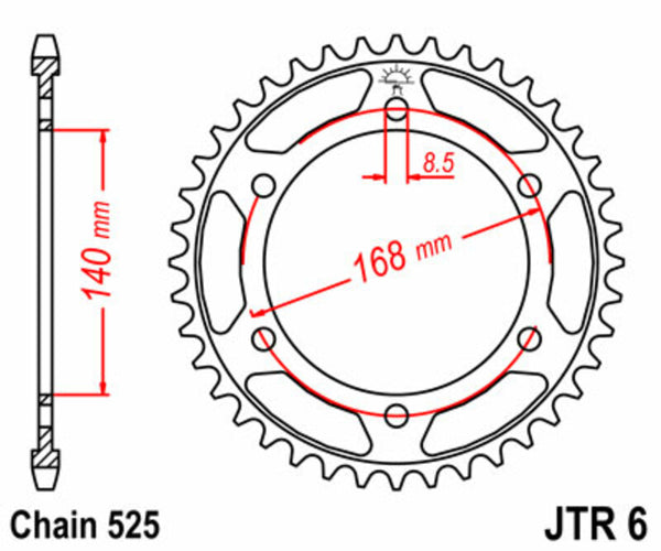 JT Sprock's Steel Standard Achter Sprock 6 - 525 JTR6.42