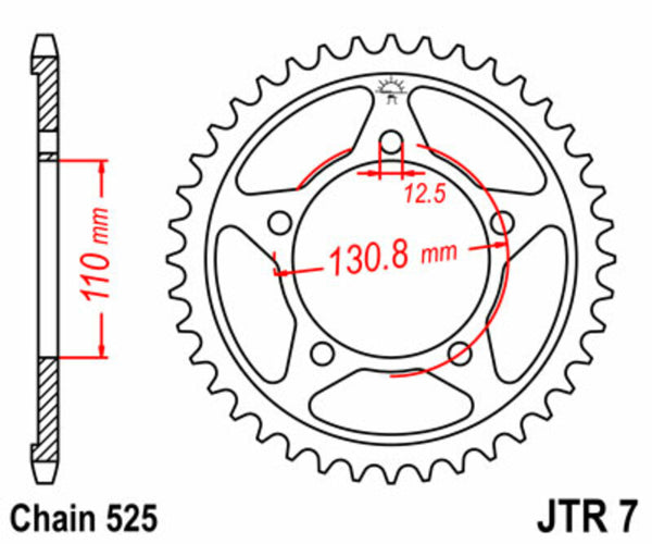 JT Sprock's Steel Standard Achter Sprock 7 - 525 JTR7.45