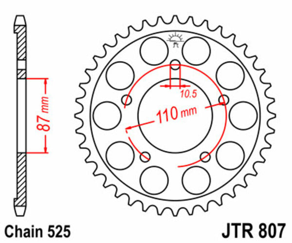 JT Sprock's Steel Standard Rear Sprock 807 - 525 JTR807.45