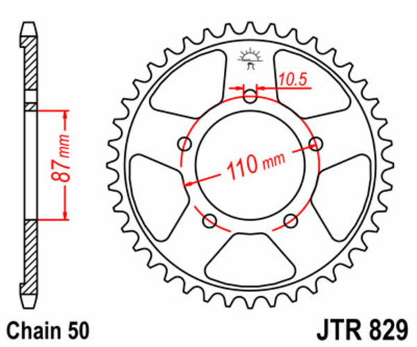 JT Sprock's Steel Standard arrière Sprock 829 - 530 JTR829.44