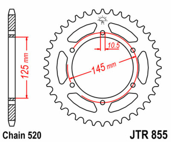 JT Sprock's Steel Standard Rear Sprock 855 - 520 JTR855.45