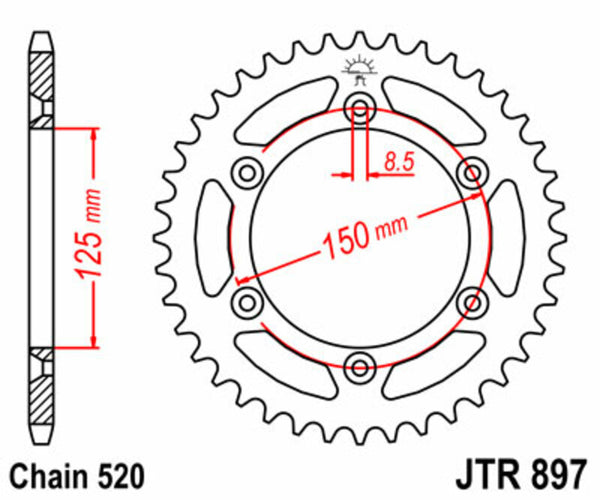 JT Sprock's Steel Standard Achter Sprock 897 - 520 JTR897.47