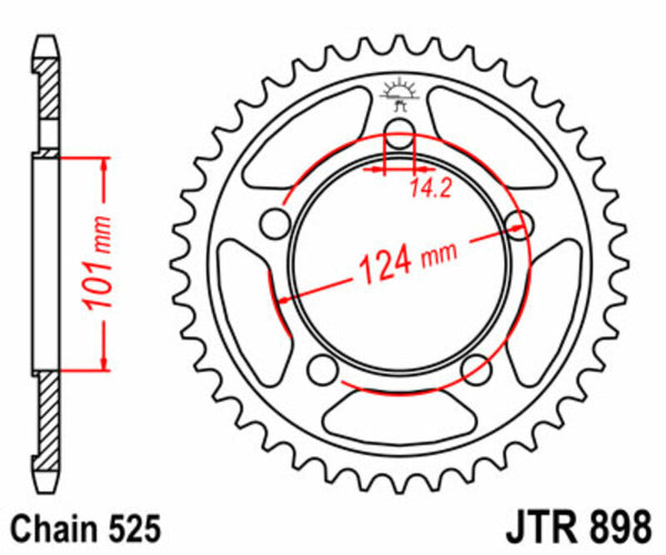 JT Sprock's Steel Standard Achter Sprock 898 - 525 JTR898.38