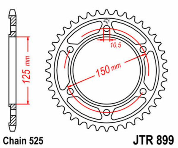 Sprock arrière standard en acier de JT Sprock 899 - 525 JTR899.42