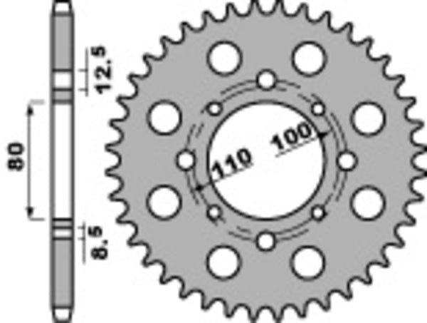 PBR Standard C45 Steel rear Spoket 333 - 630 333 41 C45