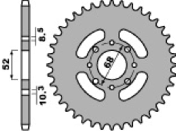 PBR Standard C45 Steel Achter Sprock 802 - 428 802 50 C45
