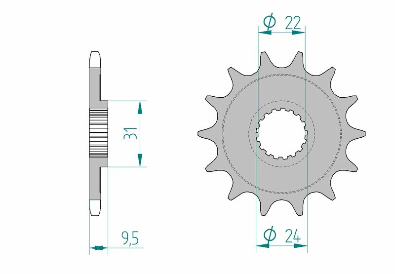 AFAM Steel Standard Front Sprocket 22406 - 520, kompatibelt med Suzuki RM-Z 450 och RMX 450. Slitstarkt stålmaterial för optimal kraftöverföring.