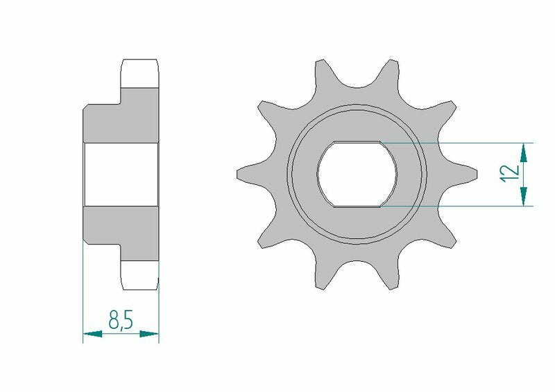 AFAM Stål Standard Framdrev 94124 - 415 för Husqvarna och KTM motocrossmodeller. Hållbart ståldrev med 12T och 8,5 mm bredd.