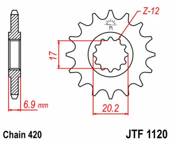 Sprocket avant standard de JT Sprock's Steel 1120 - 420 JTF1120.10