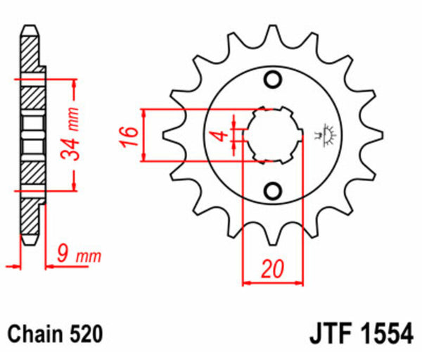 JT Sprock's Steel Standard Front Sprocket 1554 - 520 JTF1554.12