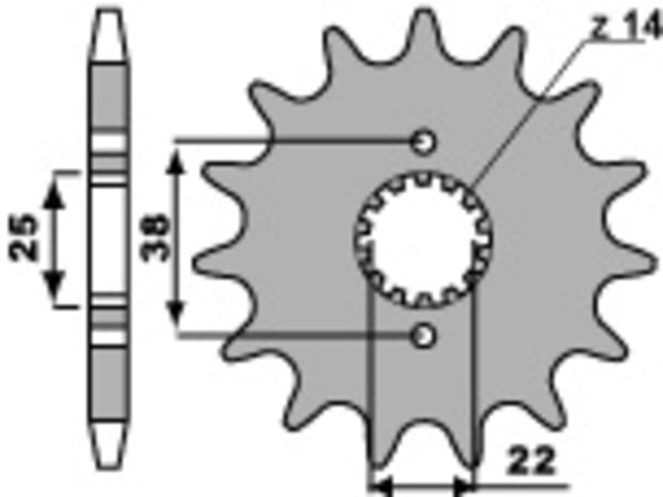 PBR staalstandaard voorste sprock 728 - 530 728 14 18NC