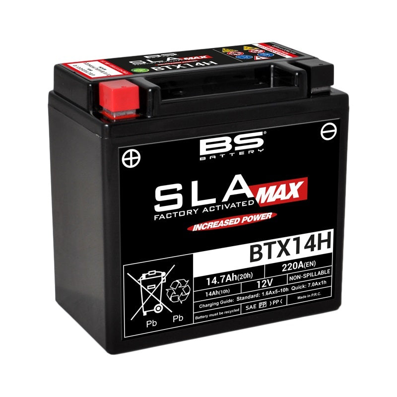 BS BATTERY SLA MAX BATTERY MAINTENANCE FREE FACTORY ACTIVATED - BTX14H